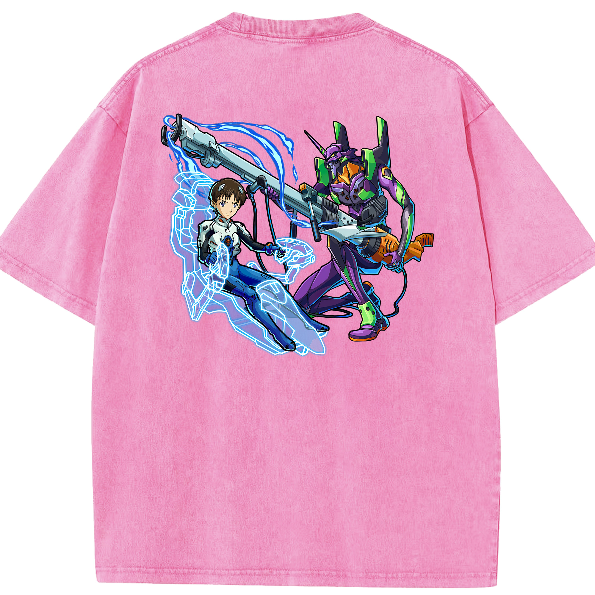 （画像用） EVA 新世紀エヴァンゲリオン 綿100% ヴィンテージ風 半袖Tシャツ（背面プリント）